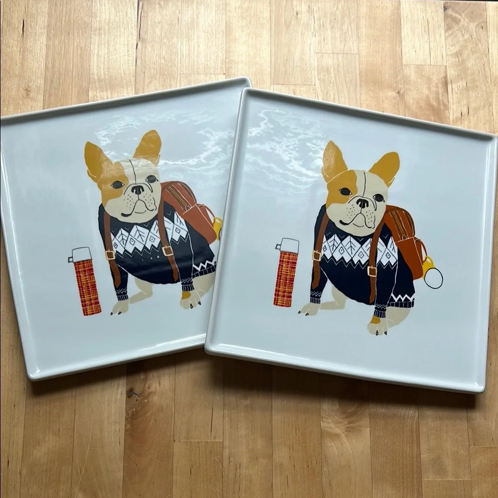 NEW! West Elm Plates with Frenchie